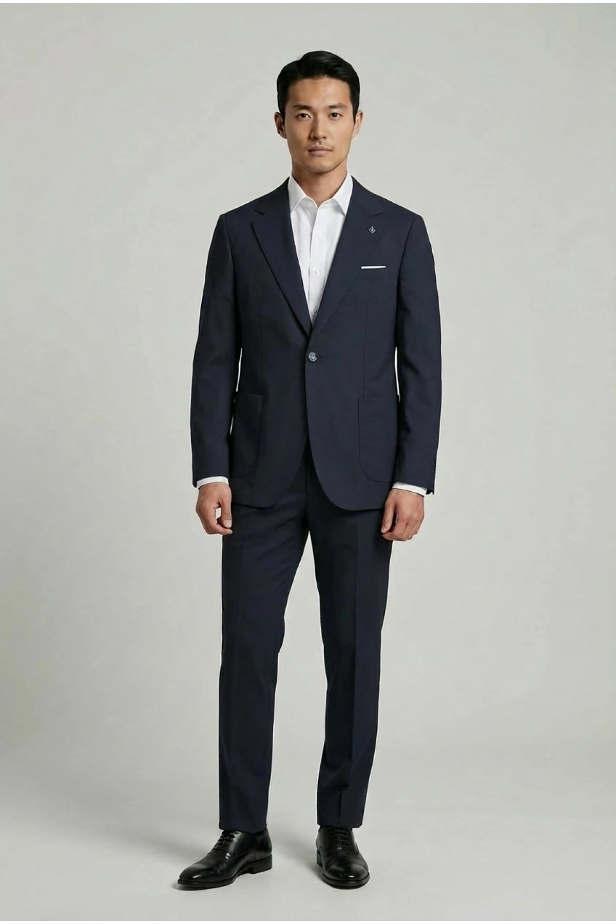 Erkek Dar Kesim Likralı Spor Takım Elbise - Lacivert