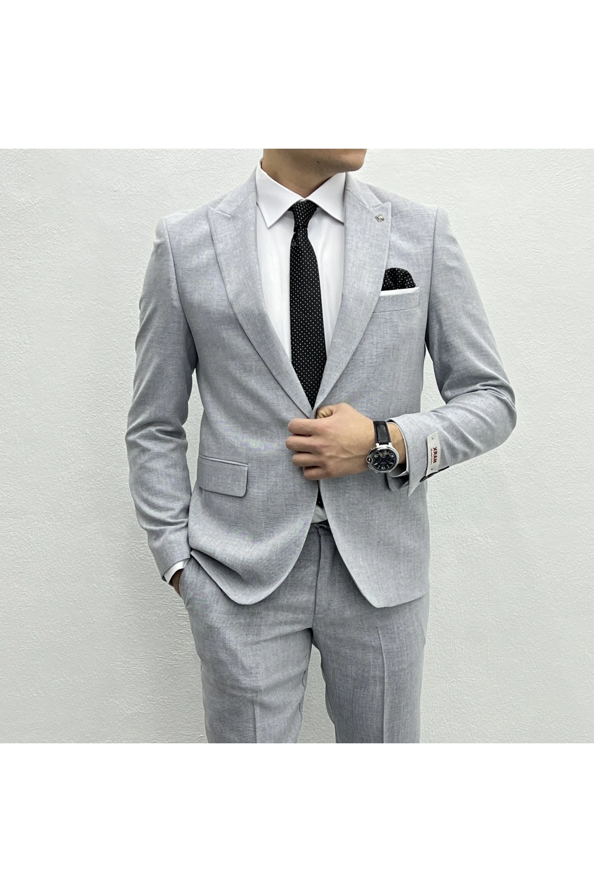 Erkek Dar Kesim Spor Takım Elbise-Açık Mavi