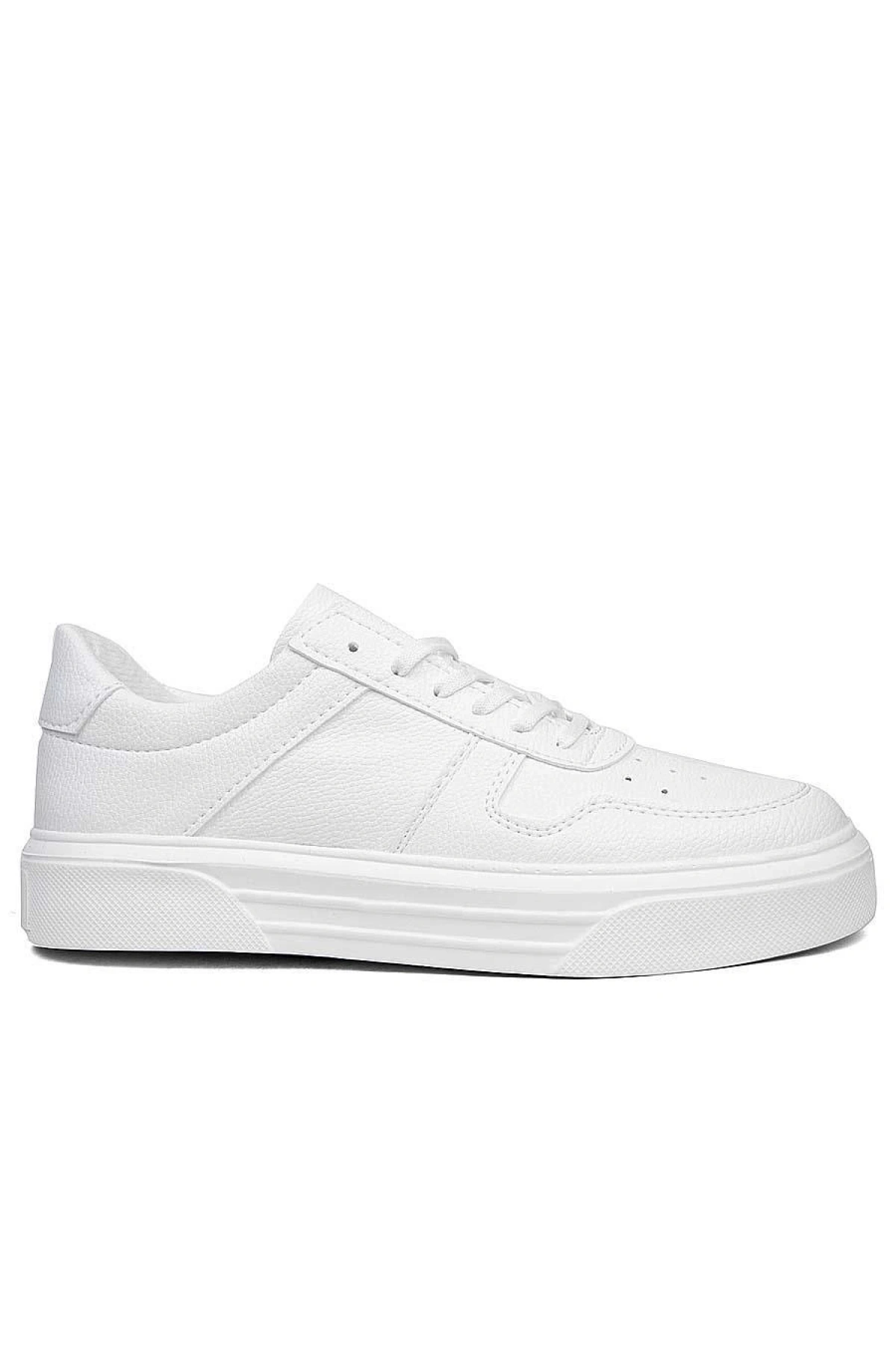 Erkek Eva Taban Snekars Bağcıklı Günlük Sporl Ayakkabı -Beyaz