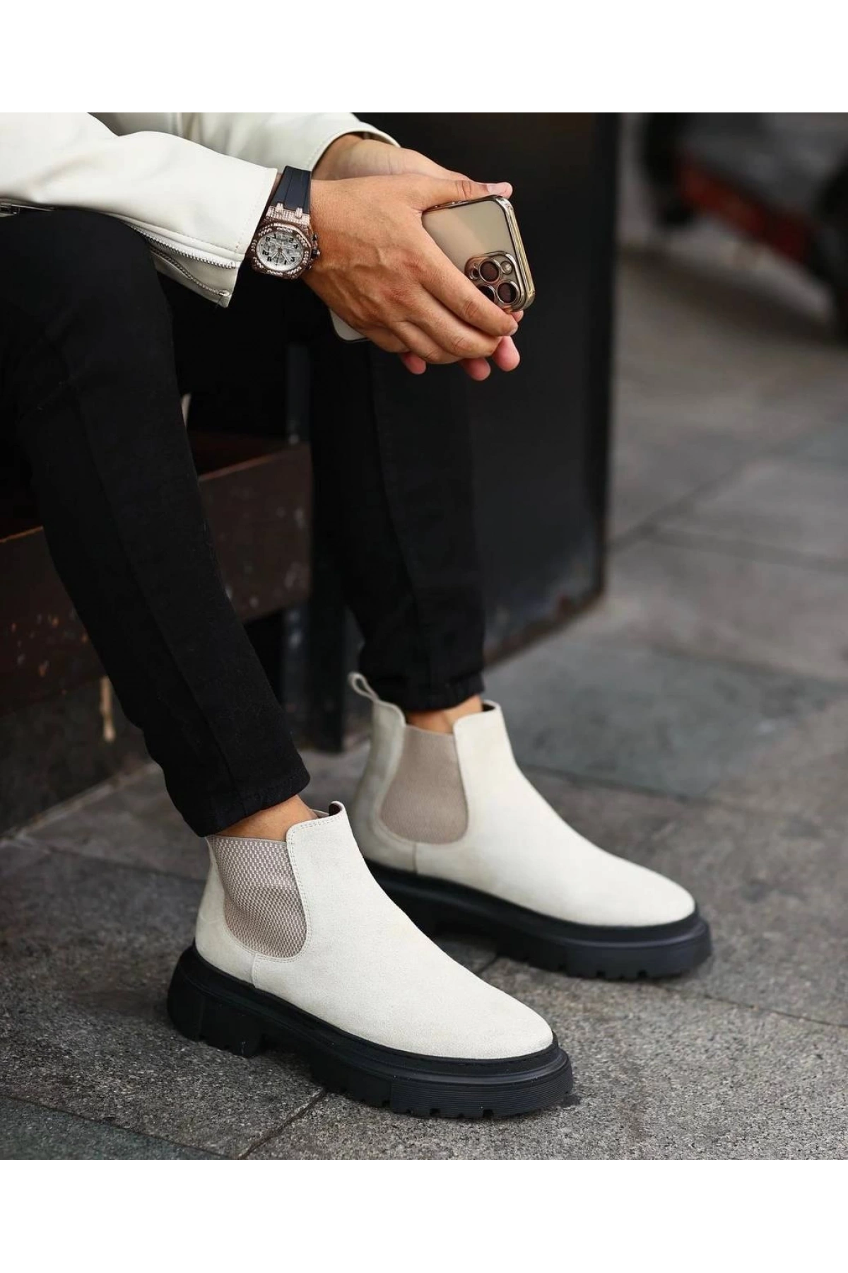 Erkek Eva Taban Suet Deri Bot - Bej