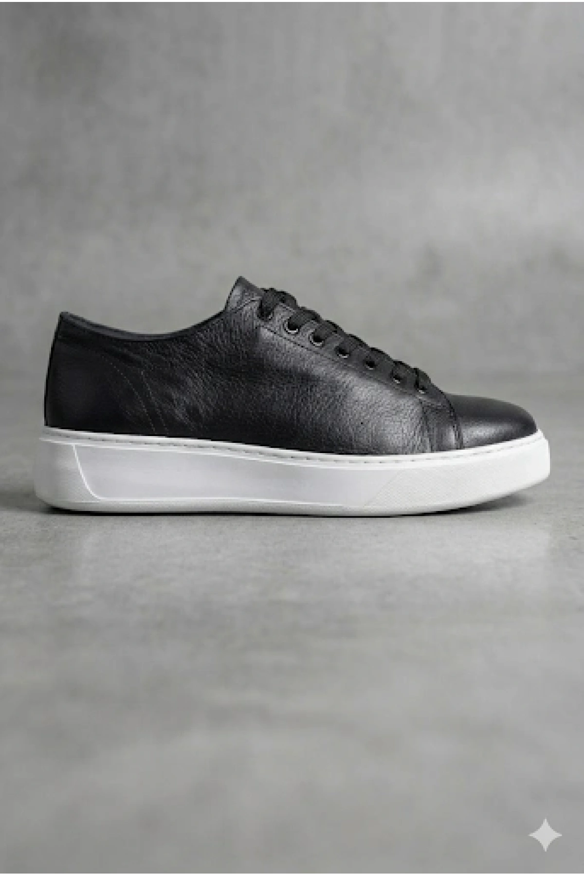 Erkek Günlük Eva Taban Deri Snakers Casual Ayakkabı- Siyah Beyaz