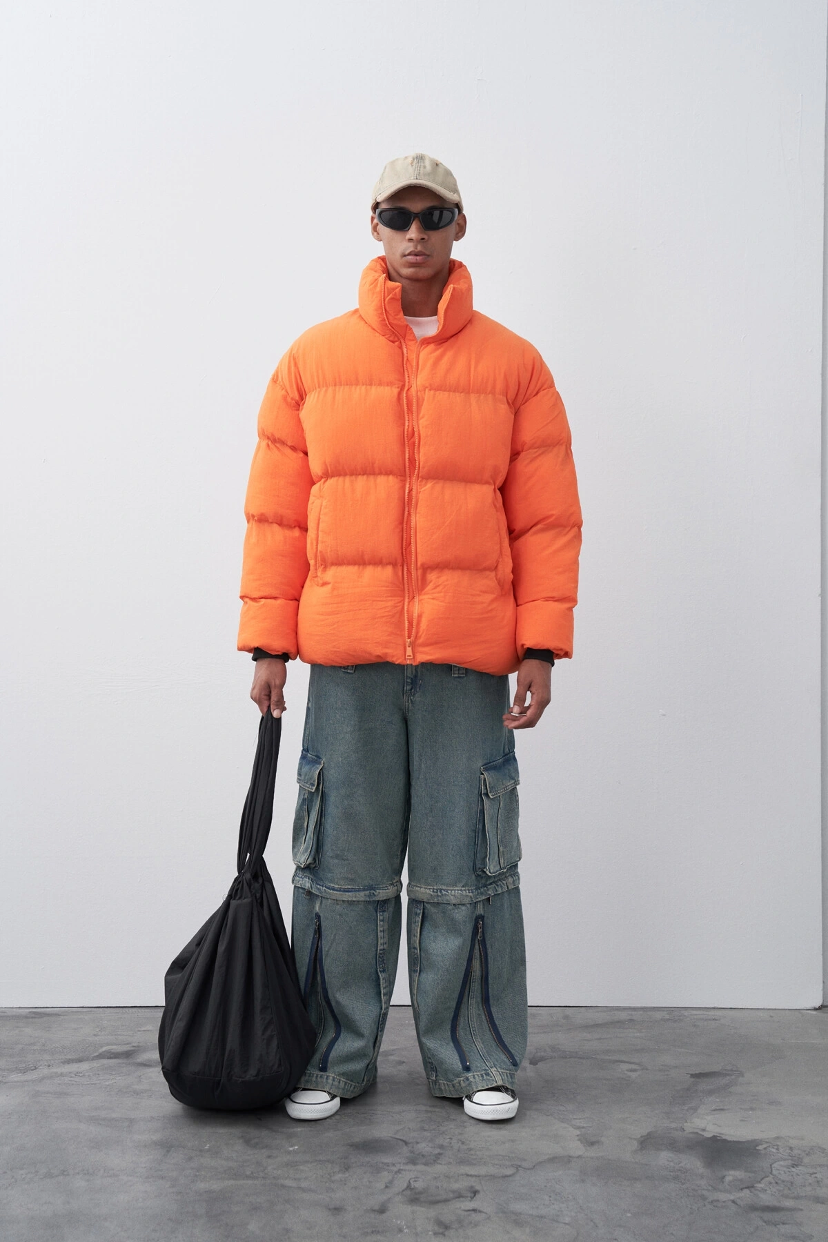 Erkek Hakim Yaka Jel Dolgu Şişme Mont-Orange