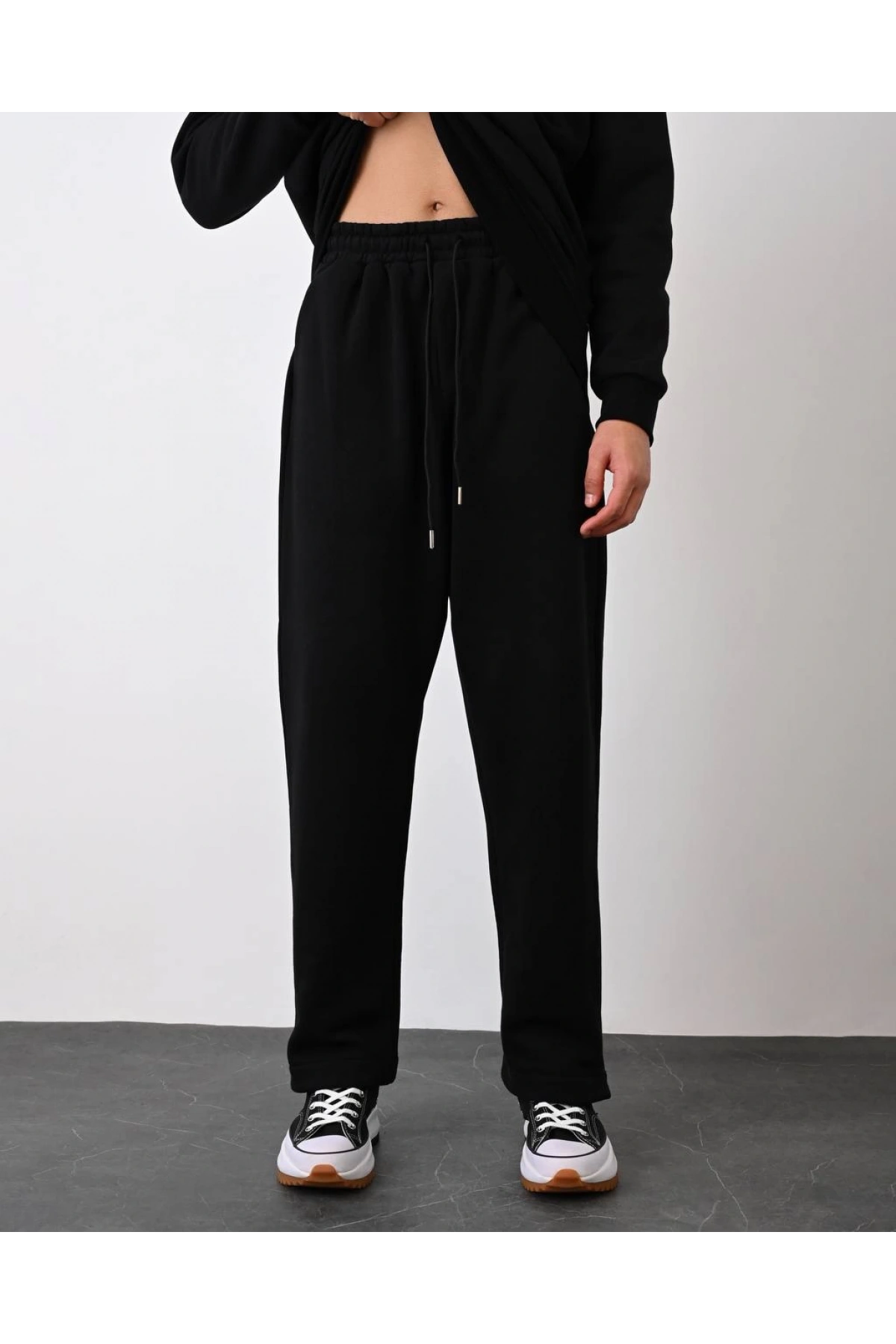 Erkek İçi Şardonlu Bagy Pantolon - Siyah