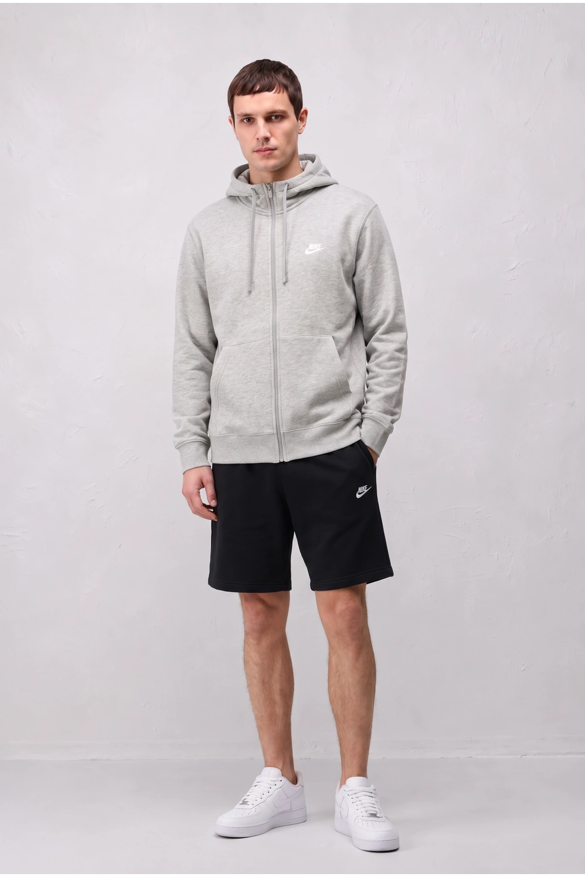 Erkek Nike Fermuarlı Kapüşonlu Hırka - Gri