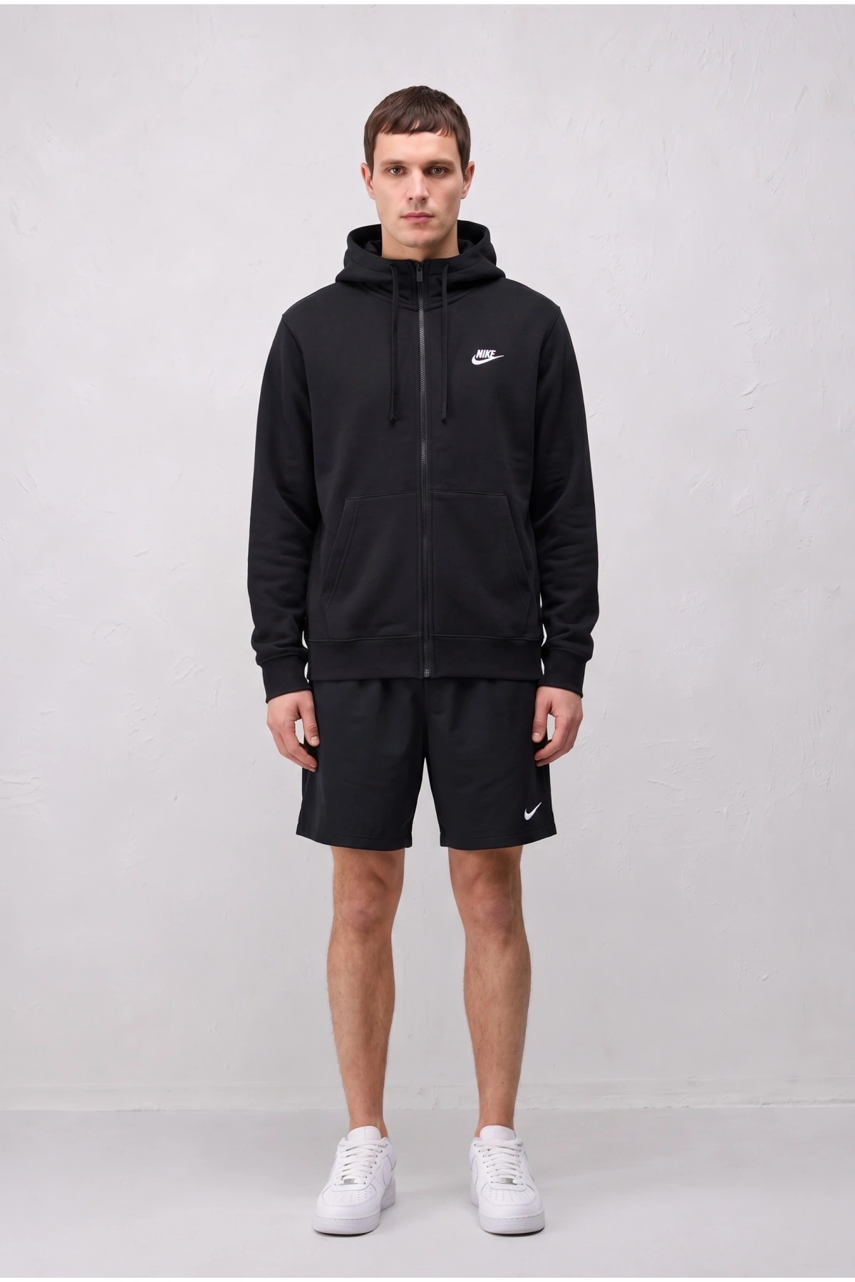 Erkek Nike Fermuarlı Kapüşonlu Hırka - Siyah