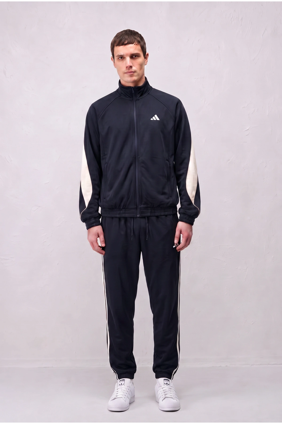 Erkek Normal Adidas Fermuarlı EşofmanTakım - Siyah
