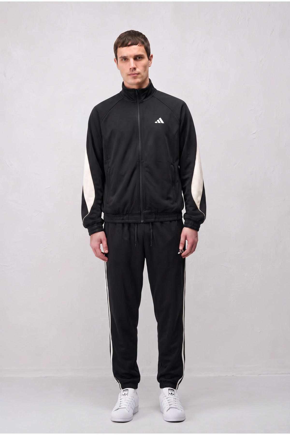 Erkek Normal Adidas Fermuarlı EşofmanTakım - Siyah