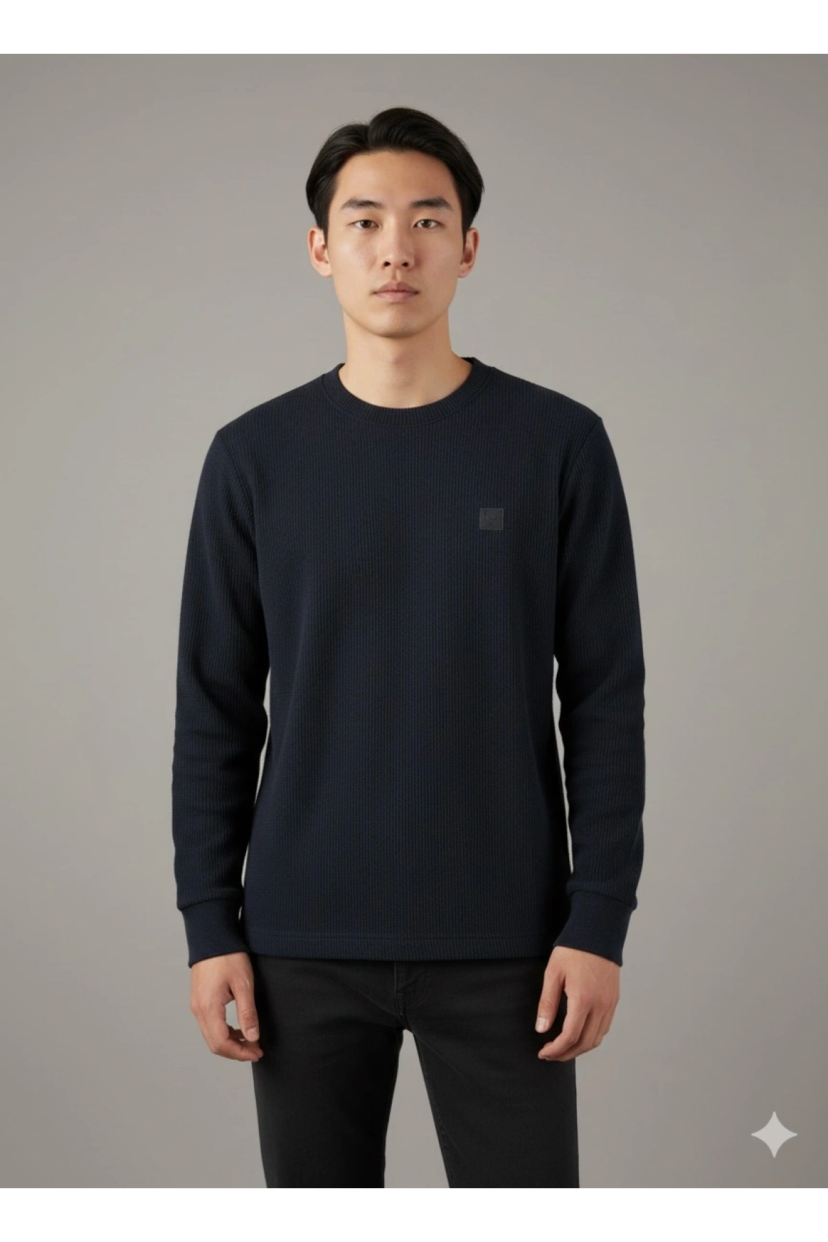 Erkek Normal Kalıp Kadife Kumaş Sweat- Lacivert