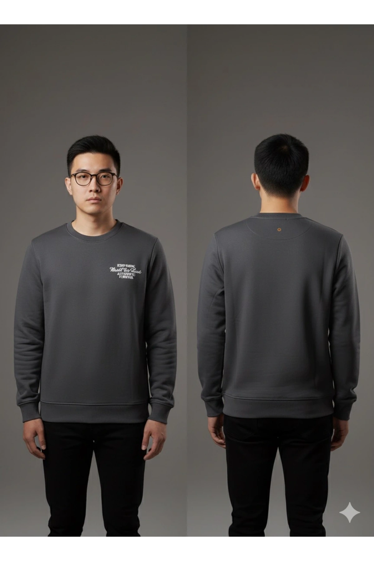 Erkek Normal Kalıp Keep Rısıng Yazılı Sweat- Füme