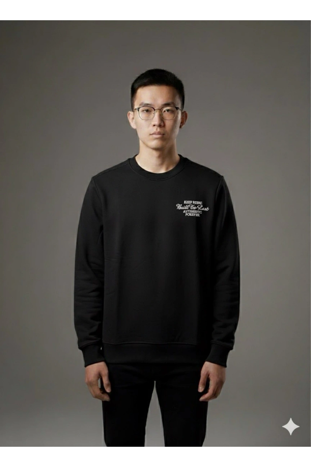 Erkek Normal Kalıp Keep Rısıng Yazılı Sweat- Siyah