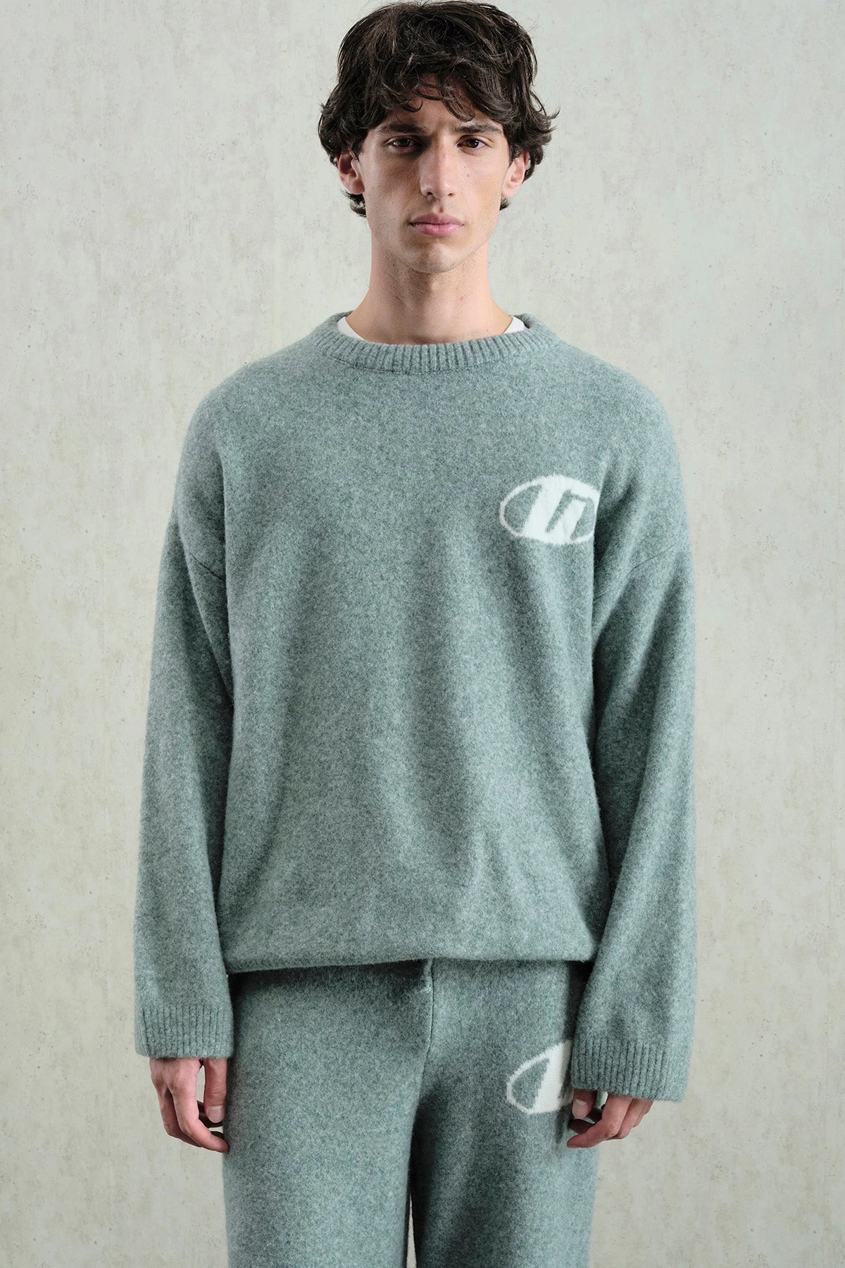 Erkek Normal Kesim Bisiklet Yaka Triko- Su Yeşili