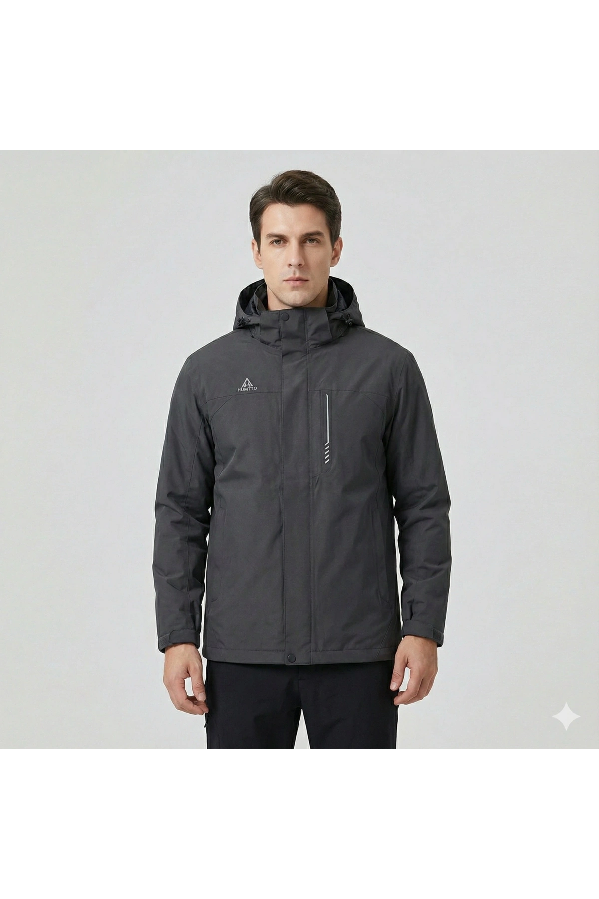 Erkek Normal Kesim İçi Polarlı Outdoor Fermuarlı Mont-Siyah