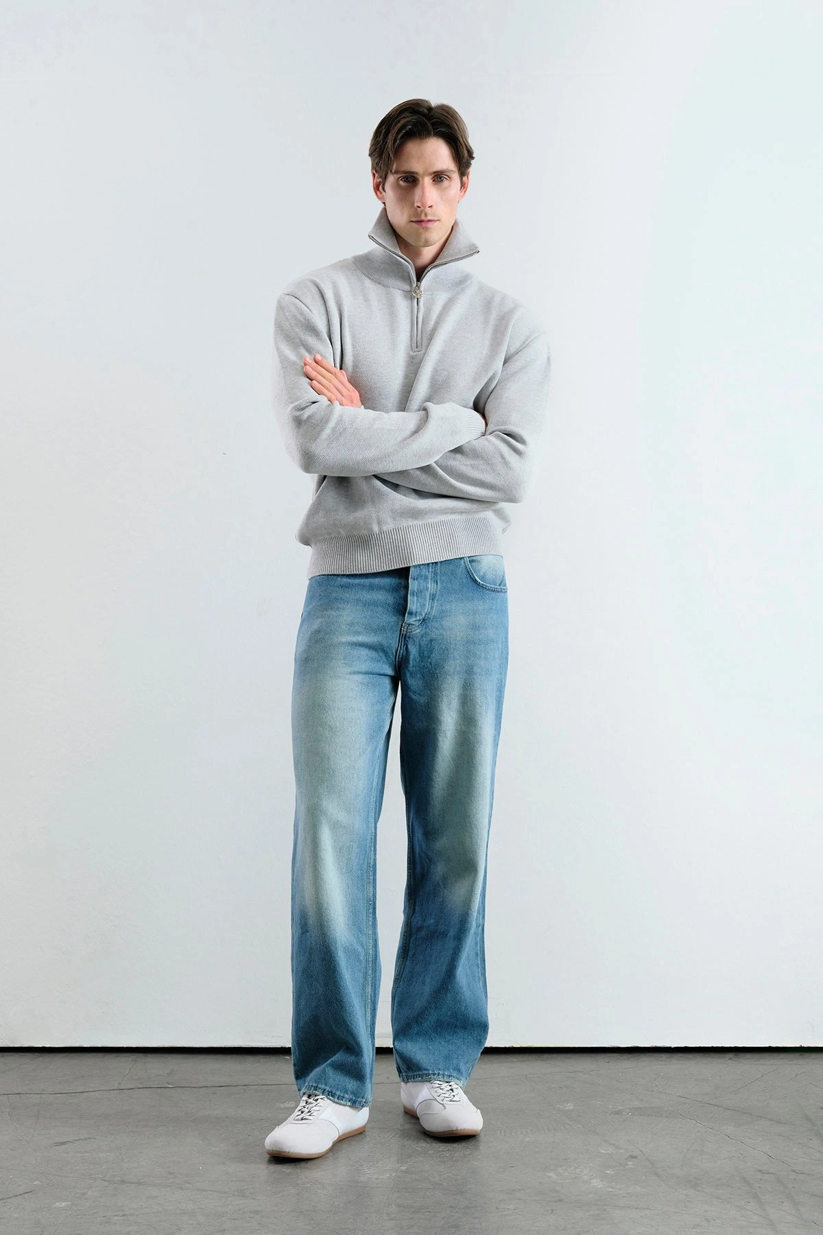 Erkek Normal Kesim Yakası Fermuarlı Polo Yaka Triko - Kırmızı