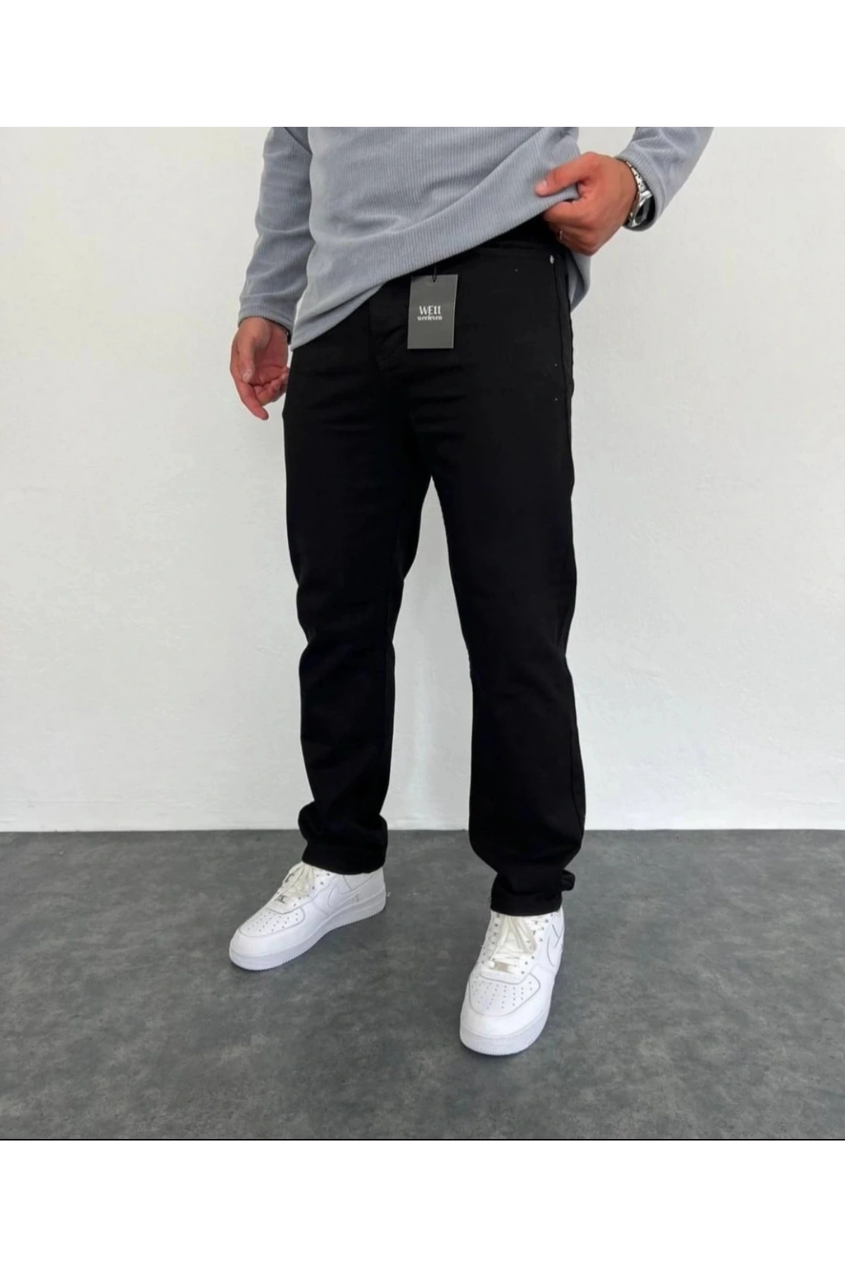 Erkek Rahat Kalıp Baggy Kot Pantolon- Siyah