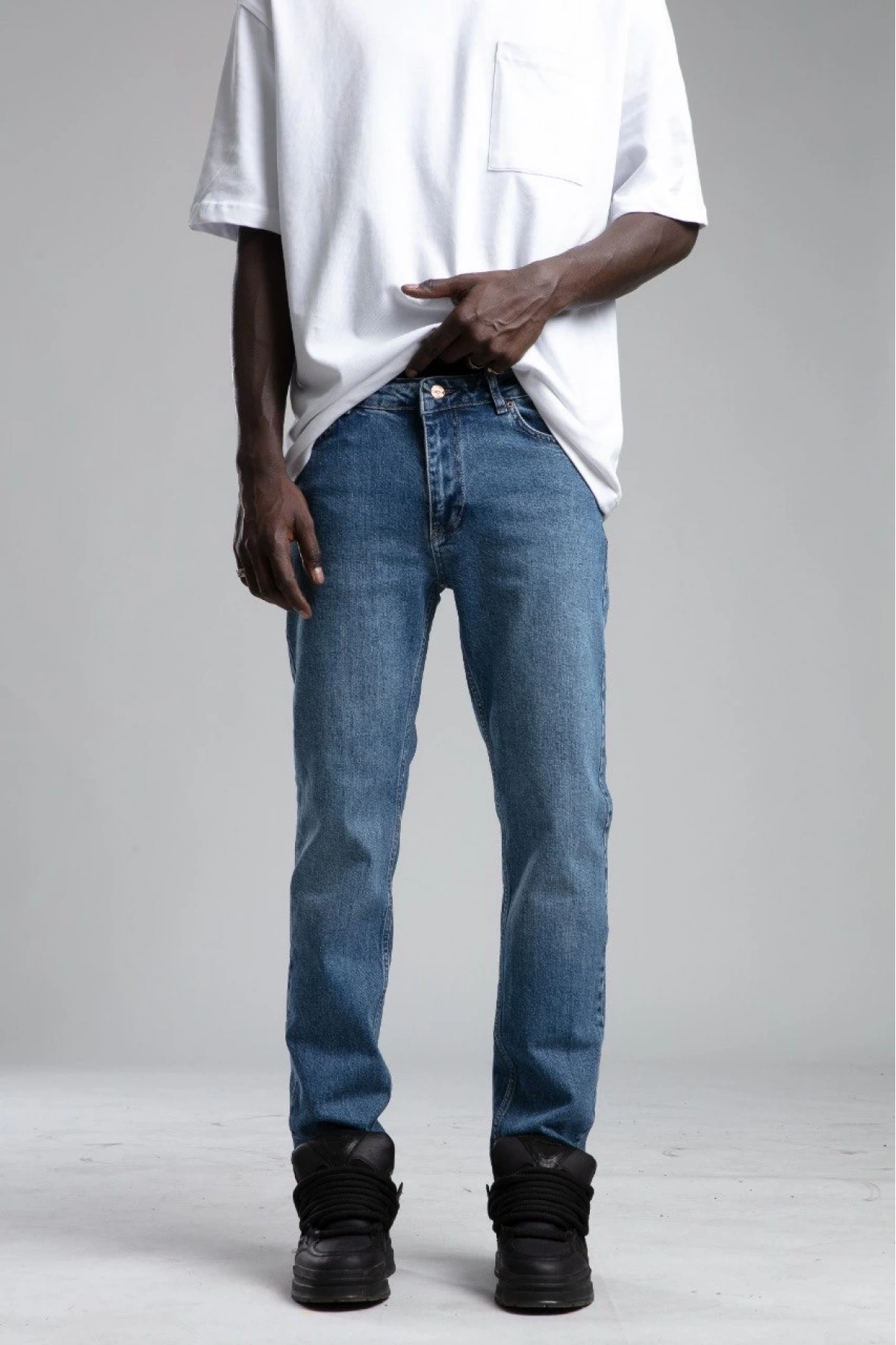 Erkek Rahat Kalıp Bagy Kot Pantolon - Mavi