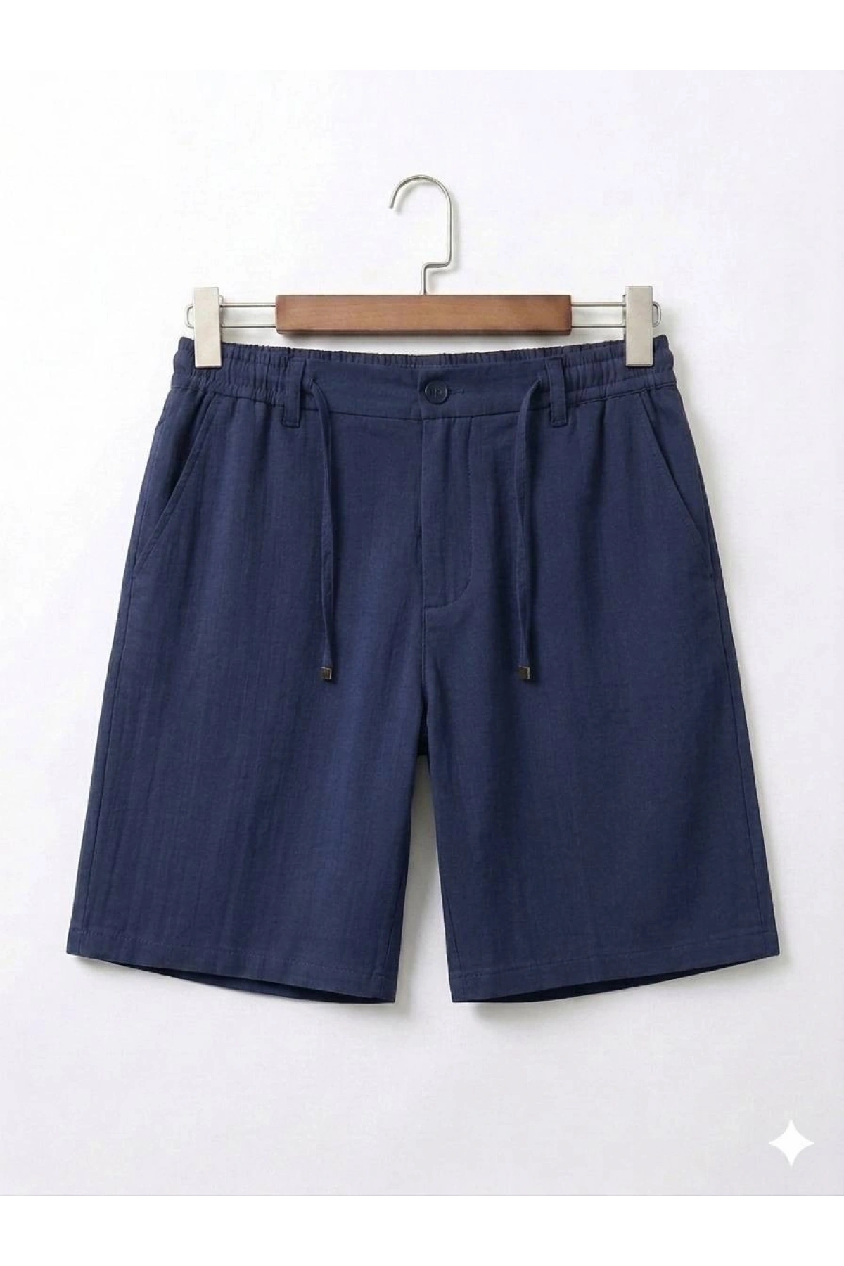 Erkek Salaşh Kesim Muslin Kumaş Şort- Lacivert