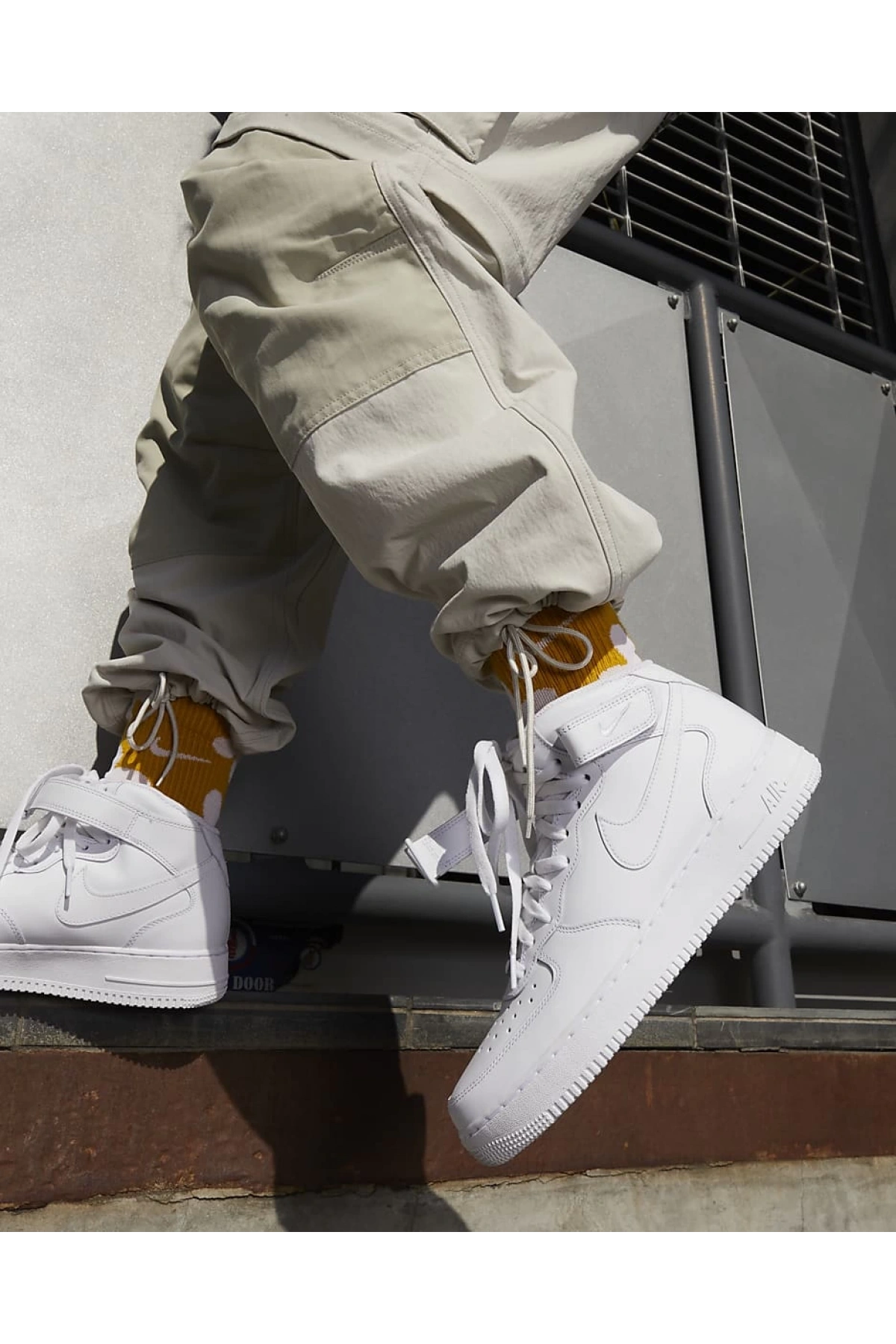 Unisex Deri Airforce Bilekli Günlük Spor Ayakkabı-Beyaz-Beyaz