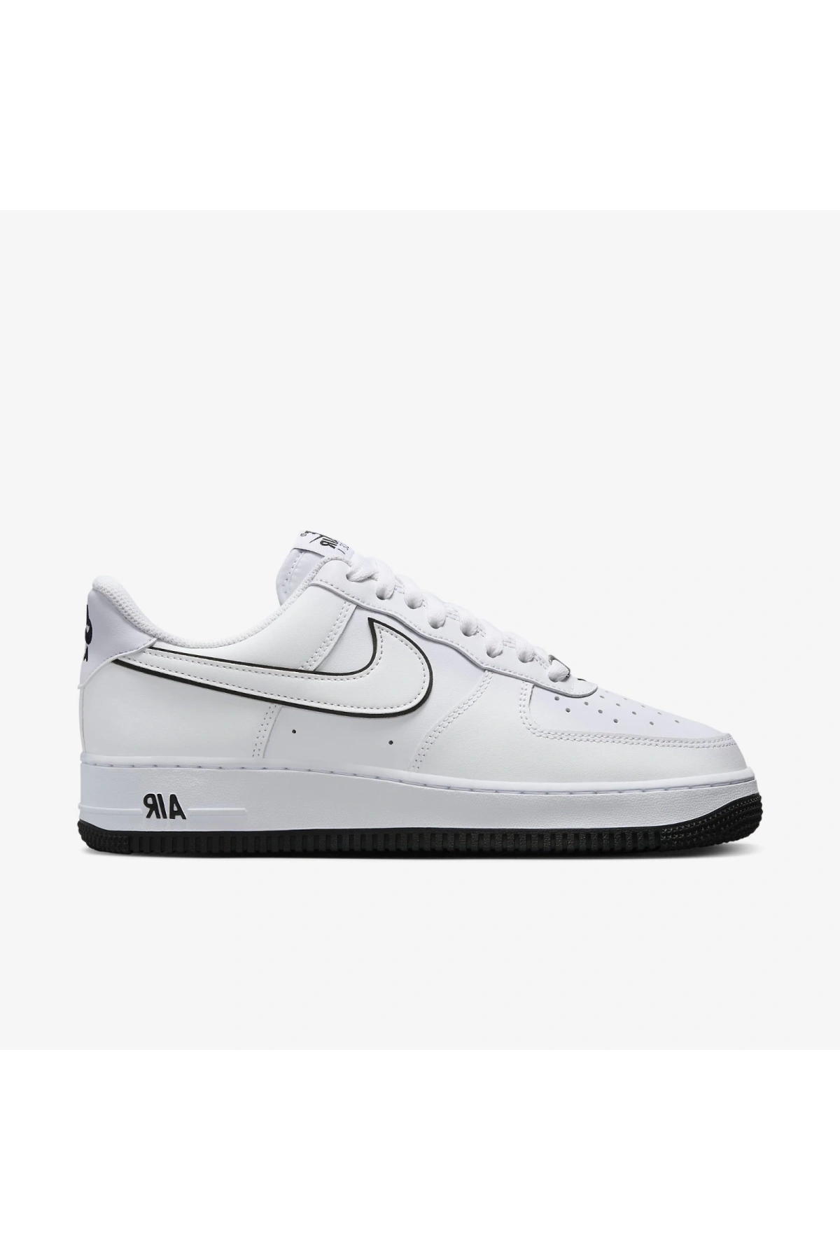 Unisex Deri Airforce Gölge Desen Günlük Spor Ayakkabı-Beyaz-Siyah