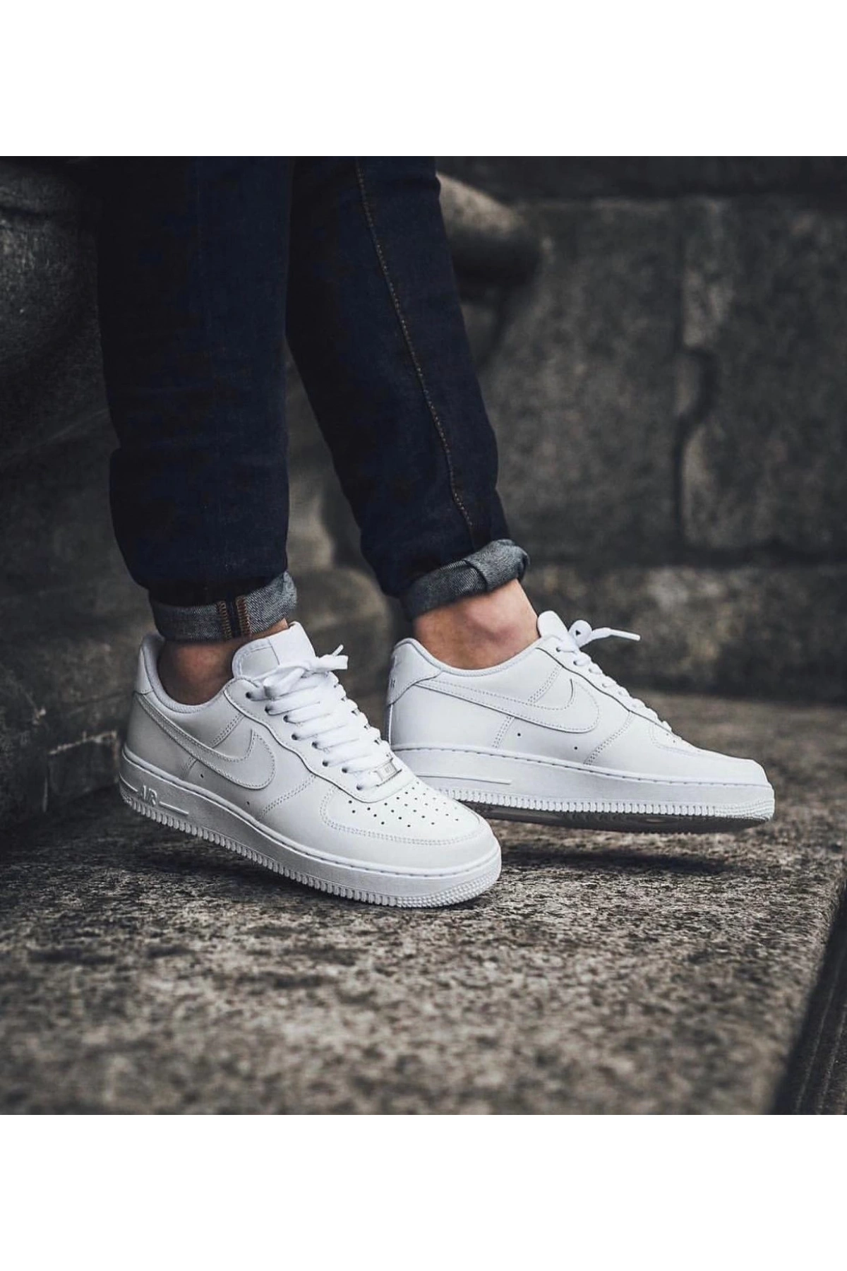 Unisex Deri Airforce Günlük Spor Ayakkabı-Beyaz-Beyaz