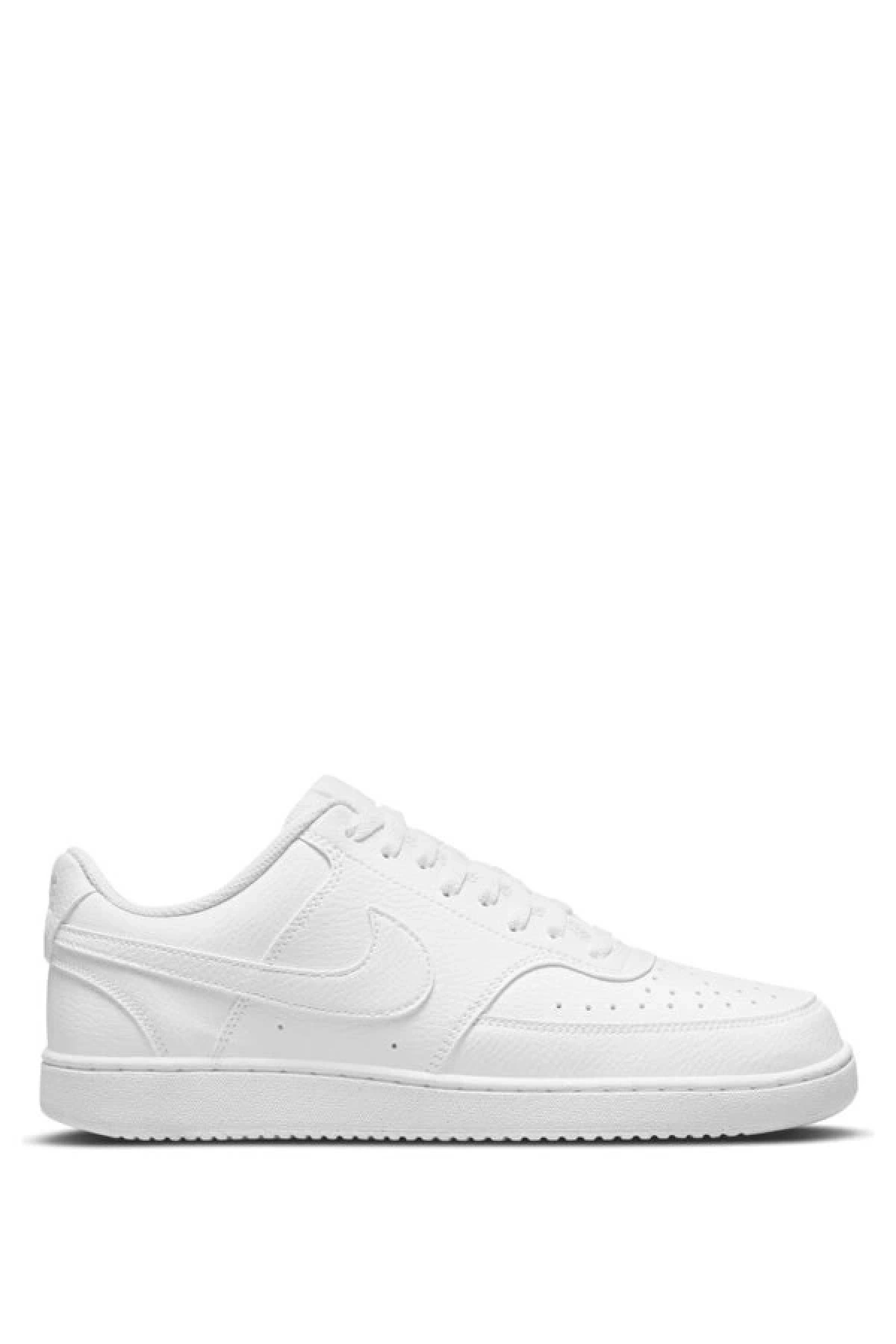 Unisex Deri Nike Court Vision Günlük Spor Ayakkabı-Beyaz-Beyaz