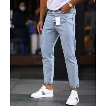 Erkek Boyfriend Likrasız Kar Yıkama Kot Pantolon - Açık Mavi