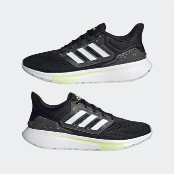 Erkek Adidas EQ21 Koşu Ayakkabısı - Siyah-Beyaz