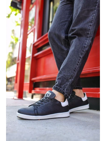 Erkek Günlük Ortopedi Taban Spor Ayakkabı -Siyah-Beyaz