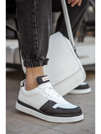 Erkek Termo Taban Bağcıklı Spor Ayakkabı-Beyaz Siyah