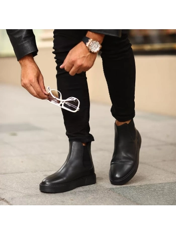 Yeni Sezon Erkek Eva Taban Deri Chelsea Bot - Siyah Siyah