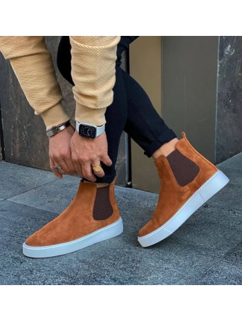 Yeni Sezon Erkek Eva Taban Deri Chelsea Bot - Taba