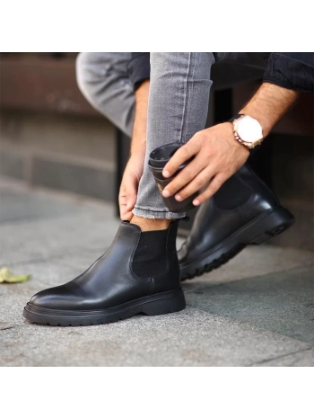 Yeni Sezon Erkek Eva Taban Deri Chelsea Casual Bot - Siyah