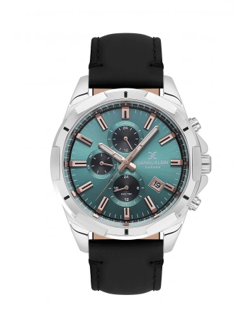 DKE 10649.2 Deri kordonlu Exclusive Erkek Kol Saati -Siyah-Gri