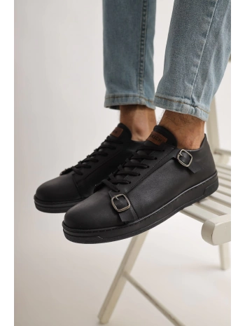 Erkek Bağcııklı Ve Tokalı Günlük Spor Ayakkabı -Siyah