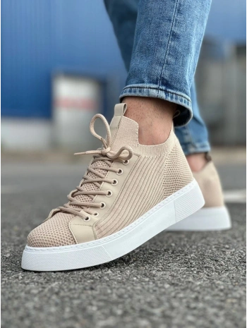 Erkek Bagcıksız Eva Taban Bez Ayakkabı-Krem