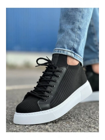 Erkek Bagcıksız Eva Taban Bez Ayakkabı-Siyah-Beyaz