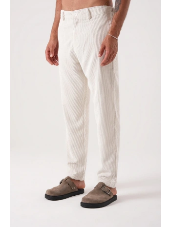 Erkek Bagy Kalıp Kadife Pantolon - Ecru