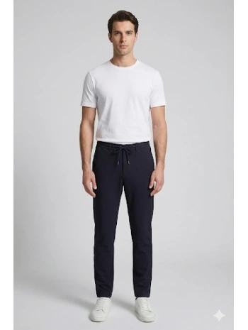 Erkek Beli Lastikli Joger Pantolon-Lacivert