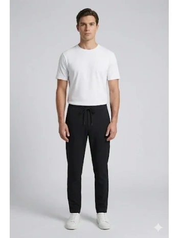 Erkek Beli Lastikli Joger Pantolon-Siyah