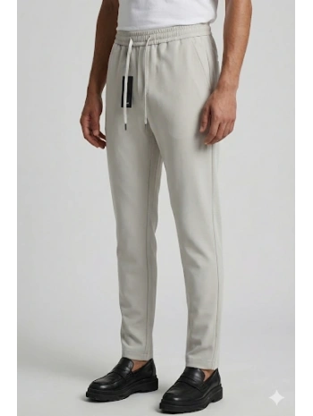 Erkek Beli Lastikli Joger Pantolon-Taş