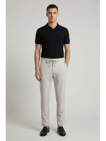 Erkek Beli Lastikli Joger Pantolon-Taş