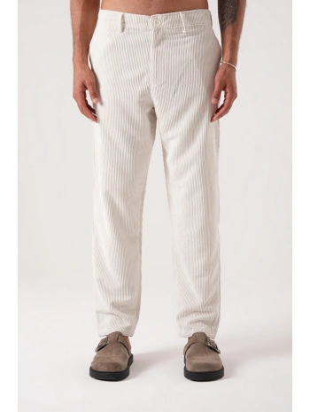 Erkek Beli Lastikli Kadife Bagy Pantolon - Beyaz