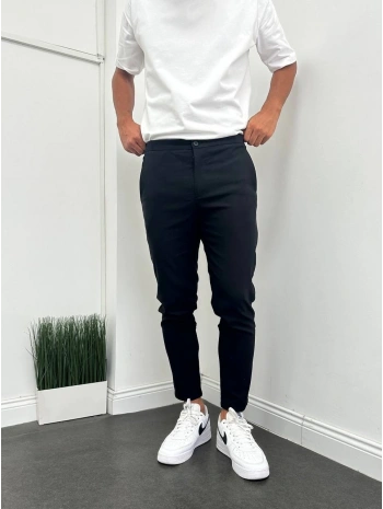 Erkek Beli Lastiklli Paraşüt Kumaş Slimfit Pantolon - Krem