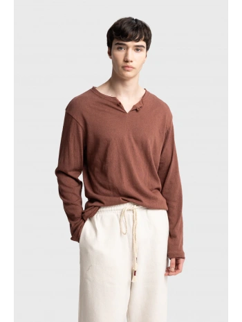 Erkek Bisiklet Yaka İnce Uzun Kol Swethsört- Bordo