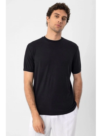 Erkek Bisiklet Yaka Triko Thişört-Siyah