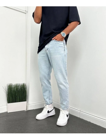 Erkek Boyfriend Kar Yıkama Likrasız Kot Pantolon - Açık Mavi