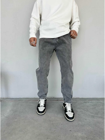Erkek Boyfriend Likrasız Kot Pantolon- Açık Gri