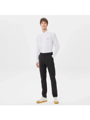 Erkek Dar Kesim Lacoste Keten Gömlek - Beyaz