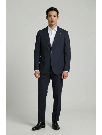 Erkek Dar Kesim Likralı Spor Takım Elbise - Lacivert