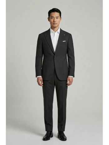 Erkek Dar Kesim Likralı Spor Takım Elbise - Siyah