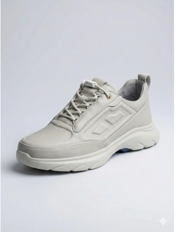 Erkek Deri Akıllı Taban Snekars Ayakkabı- Bej